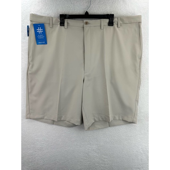 Haggar Other - HAGGAR Mens Big & Tall Cool 18 PRO Classic-Fit Stretch Flat Tan Shorts Size 48